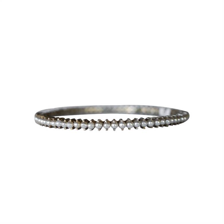 BRACELETE RÍGIDO EM PRATA DE LEI 925 COM PÉROLAS