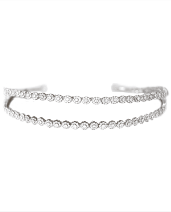 TIARA DUPLA CRAVADA COM ZIRCÔNIAS E BANHO DE RÓDIO BRANCO