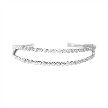 TIARA DUPLA CRAVADA COM ZIRCÔNIAS E BANHO DE RÓDIO BRANCO