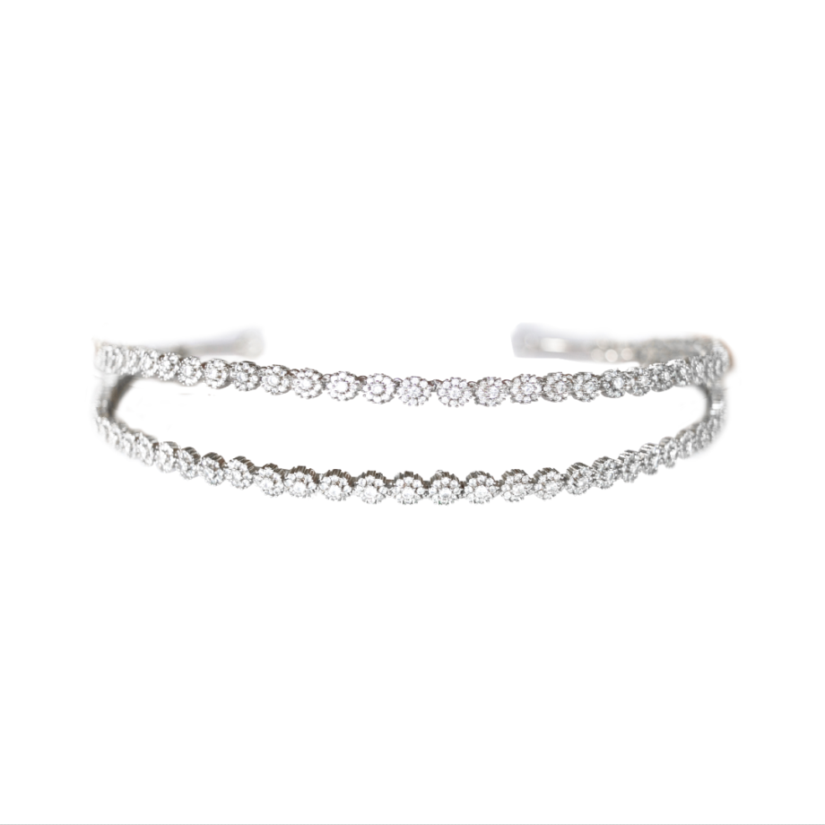 TIARA DUPLA CRAVADA COM ZIRCÔNIAS E BANHO DE RÓDIO BRANCO