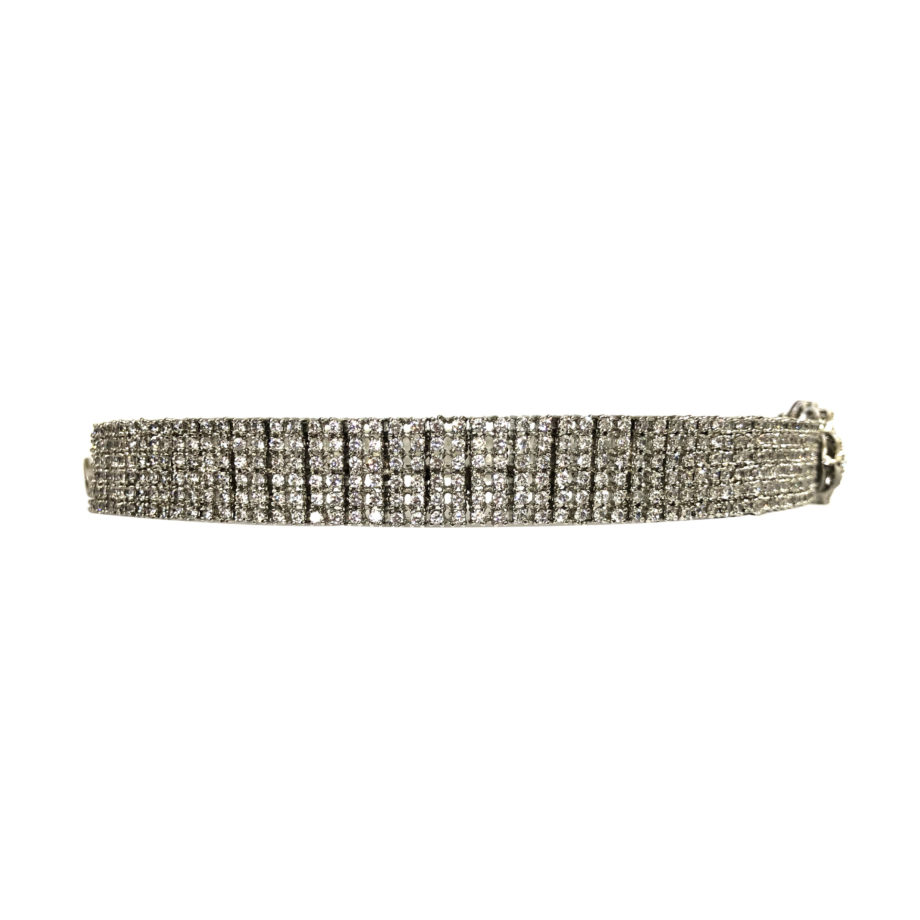 TIARA CRAVADA COM ZIRCÔNIAS E BANHO DE RÓDIO BRANCO