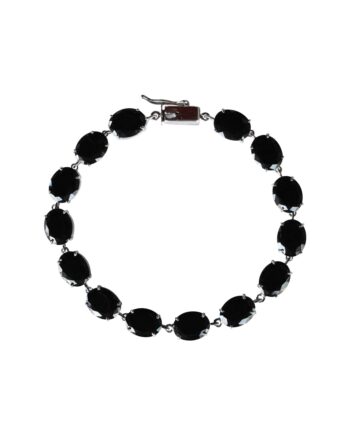 PULSEIRA EM PRATA DE LEI 925 COM ESPINÉLIO NEGRO E RÓDIO BRANCO