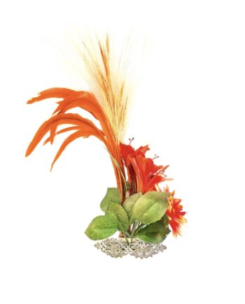 FIVELA COM PENAS, PALHAS E FLORES