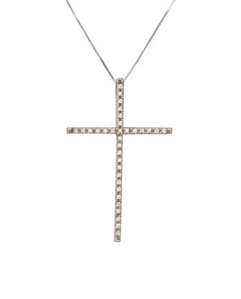 Colar crucifixo em ouro branco 18k com diamantes