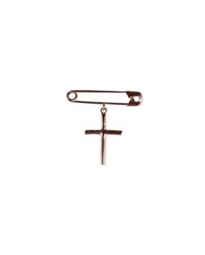 ALFINETE COM PINGENTE DE  CRUCIFIXO EM PRATA DE LEI 925 E BANHO DE RÓDIO BRANCO