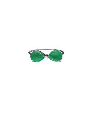 ANEL EM PRATA DE LEI 925 COM JADE VERDE E BANHO DE RÓDIO BRANCO