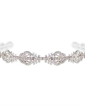 TIARA COM BANHO DE PRATA, CRISTAIS E MINI PÉROLAS