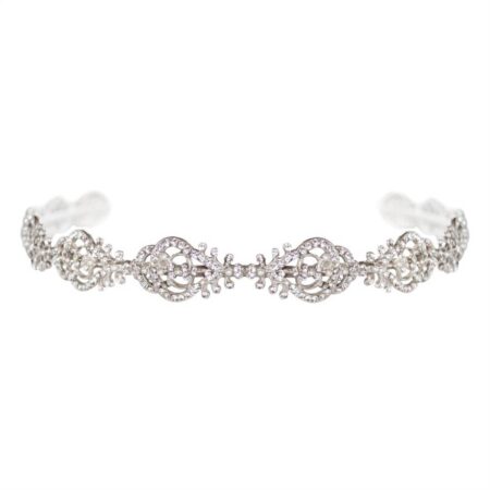 TIARA COM BANHO DE PRATA, CRISTAIS E MINI PÉROLAS