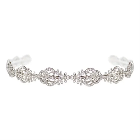 TIARA COM BANHO DE PRATA, CRISTAIS E MINI PÉROLAS