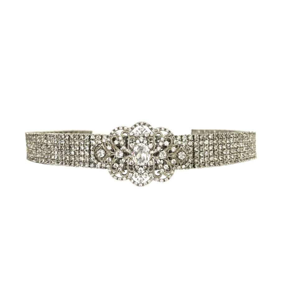 TIARA CRAVADA COM ZIRCÔNIAS E BANHO DE RÓDIO BRANCO