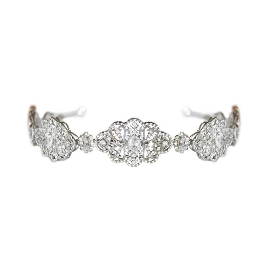 TIARA CRAVADA COM ZIRCÔNIAS E BANHO DE RÓDIO BRANCO
