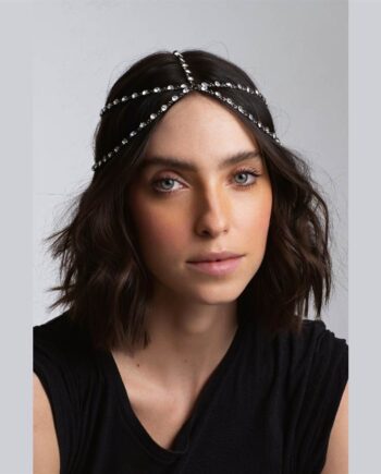 Headpiece articulada P  5 voltas com cristais - banho negro