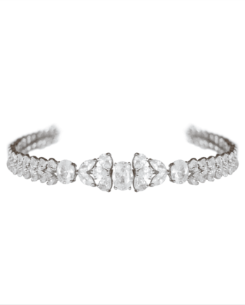 TIARA CRAVADA COM ZIRCÔNIAS E BANHO DE RÓDIO BRANCO