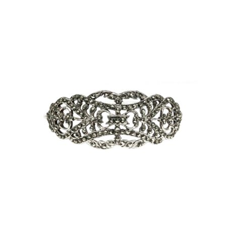 BRACELETE RÍGIDO EM PRATA DE LEI 925 COM MARCASSITAS