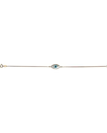 Pulseira de ouro amarelo 18k com olho grego em madrepérola
