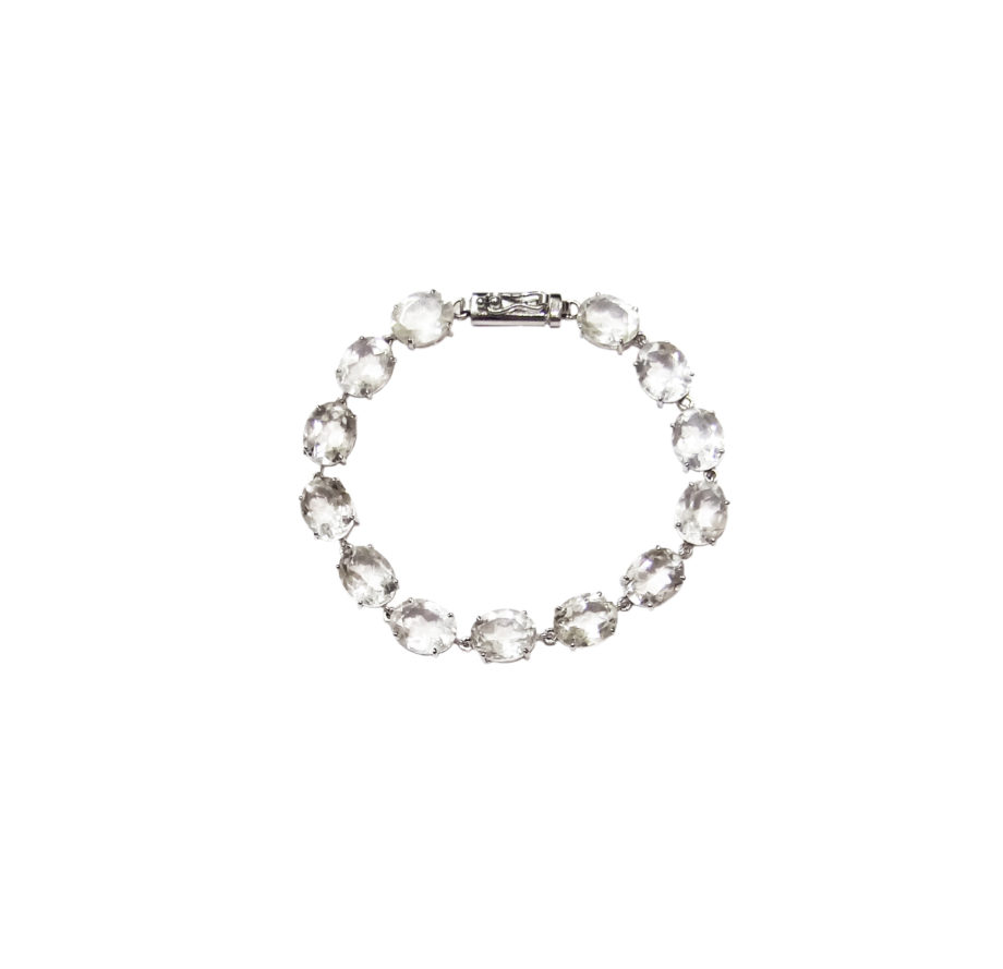 PULSEIRA EM PRATA DE LEI 925 COM TOPÁZIOS E RÓDIO BRANCO
