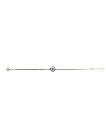 Pulseira de ouro amarelo 18k com olho grego em madrepérola