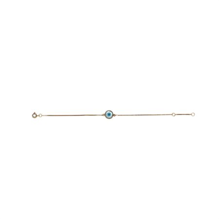 Pulseira de ouro amarelo 18k com olho grego em madrepérola