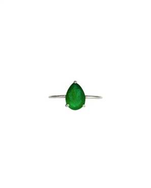 ANEL EM PRATA DE LEI 925 COM JADE VERDE E BANHO DE RÓDIO BRANCO
