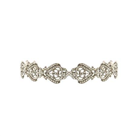 TIARA COM BANHO DE PRATA, CRISTAIS E MINI PÉROLAS