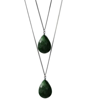 Colar em prata de Lei 925 com quartzo verde