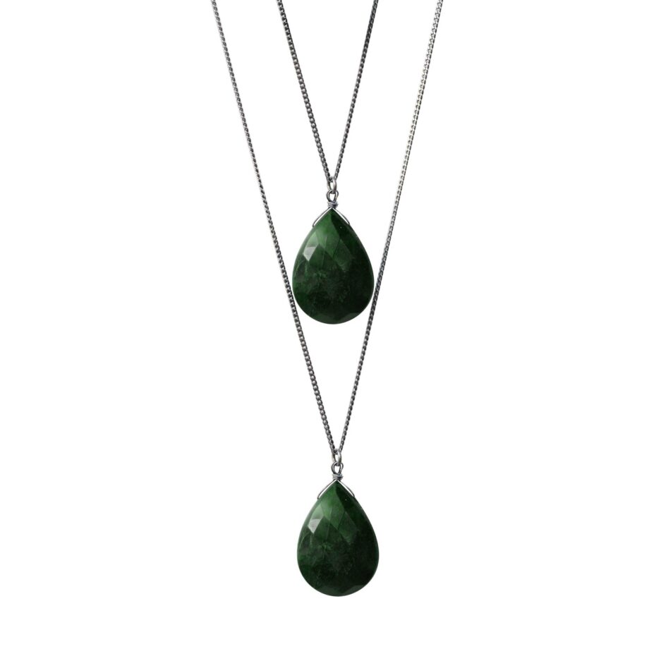 Colar em prata de Lei 925 com quartzo verde
