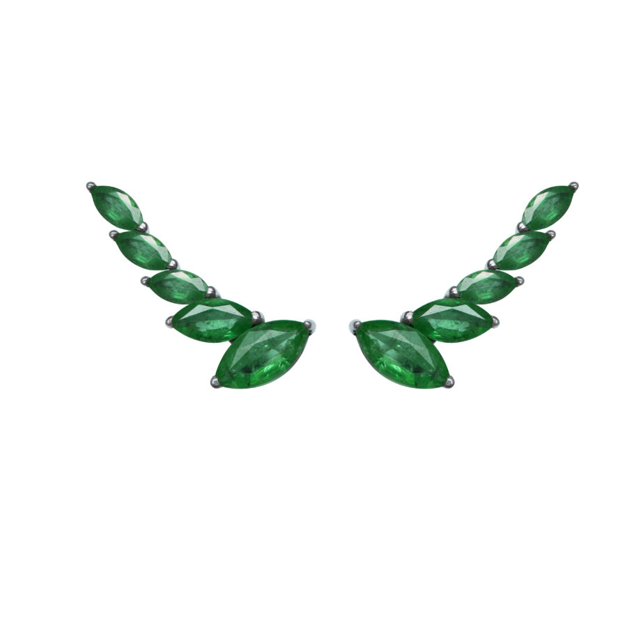 EARCUFF EM OURO 18K COM ESMERALDAS