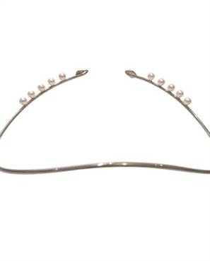Headpiece 1 fio com perolas brancas e marcassitas - banho prata
