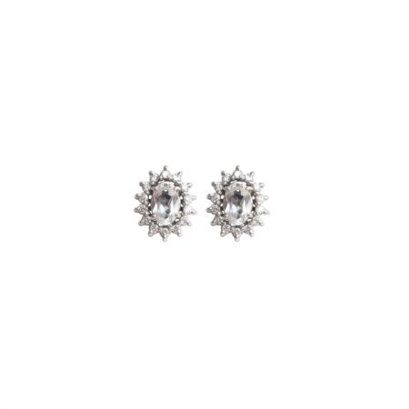Brinco em ouro branco 18k com diamantes e topázio