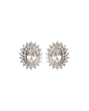 Brinco em ouro branco 18k com diamantes e topázio