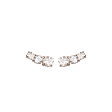 EARCUFF EM PRATA DE LEI 925 COM TOPÁZIOS E RÓDIO BRANCO