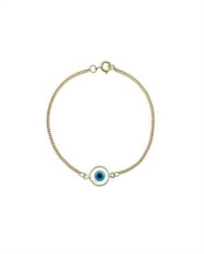 PULSEIRA DE OURO AMARELO 18K COM OLHO GREGO EM MADREPÉROLA