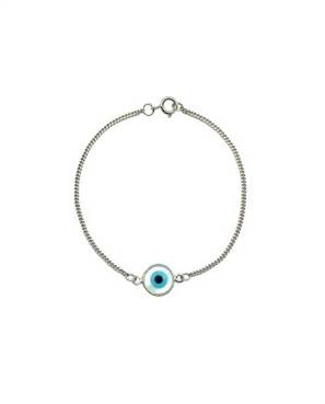 PULSEIRA EM PRATA DE LEI 925 COM OLHO GREGO EM MADREPÉROLA