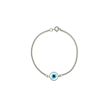 PULSEIRA EM PRATA DE LEI 925 COM OLHO GREGO EM MADREPÉROLA