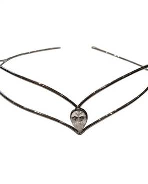Headpiece 2 fios com gota cristal - banho negro