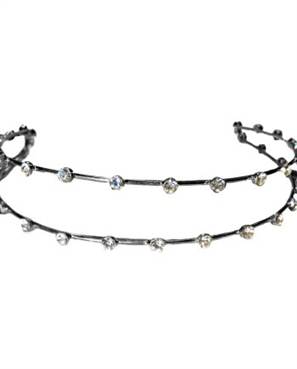 TIARA DUPLA FIO COM CRISTAIS – BANHO RÓDIO NEGRO