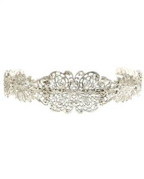 TIARA RENDADA G COM MARCASSITAS- BANHO PRATA