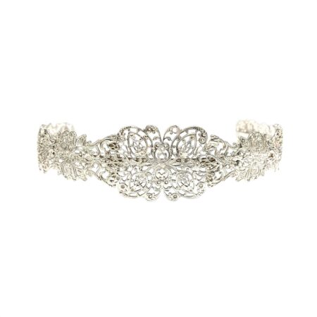 TIARA RENDADA G COM MARCASSITAS- BANHO PRATA
