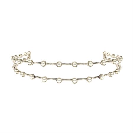 TIARA DUPLA FIO COM PÉROLAS – BANHO PRATA