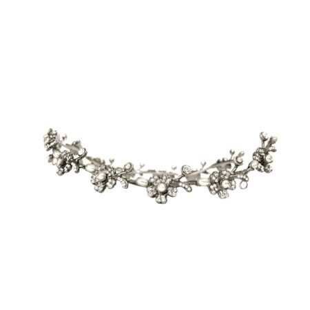 TIARA ANATÔMICA COM BANHO DE PRATA E CRISTAIS