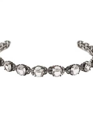 Tiara ovais grandes cristal - banho negro