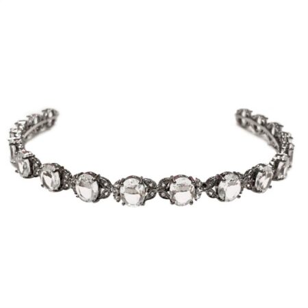 Tiara ovais grandes cristal - banho negro