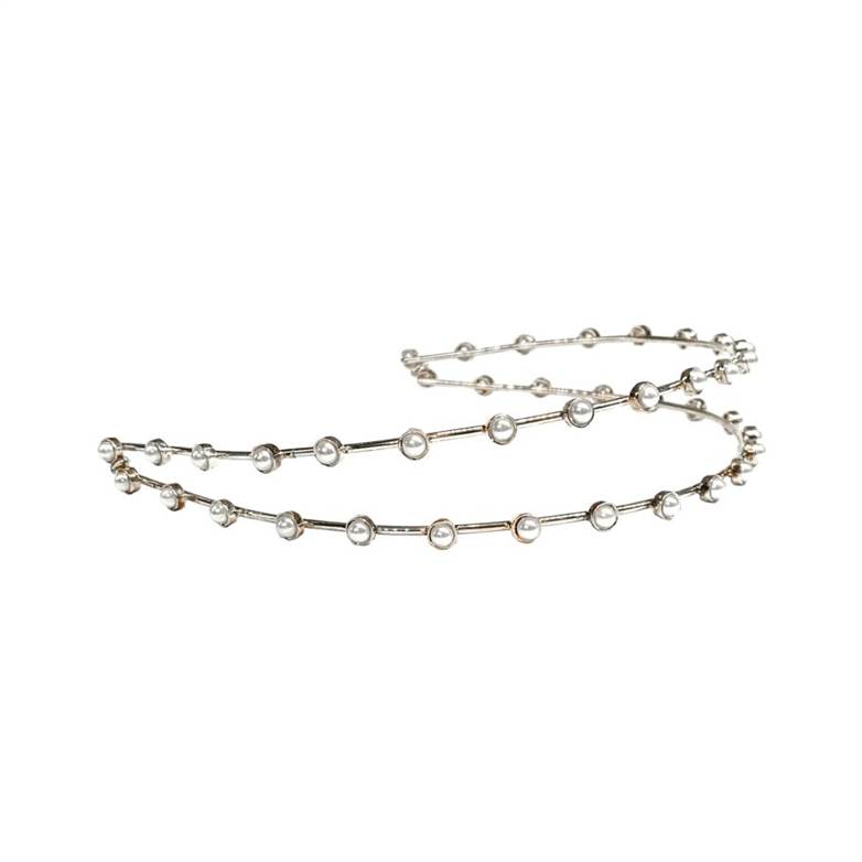 TIARA DUPLA FIO COM PÉROLAS – BANHO PRATA