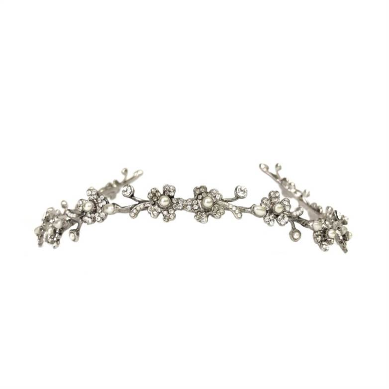 TIARA ANATÔMICA COM BANHO DE PRATA E CRISTAIS