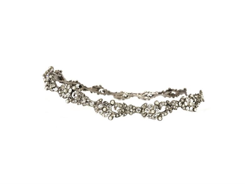 TIARA ANATOMICA COM PÉROLAS E CRISTAIS - BANHO DE PRATA