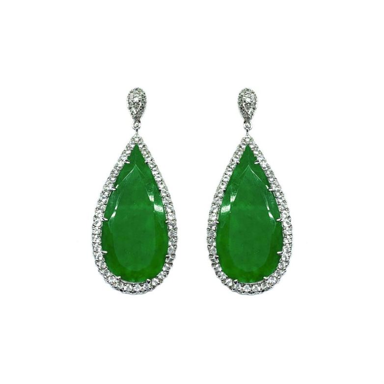 BRINCO EM PRATA DE LEI 925 COM TOPÁZIOS,JADE E RÓDIO BRANCO