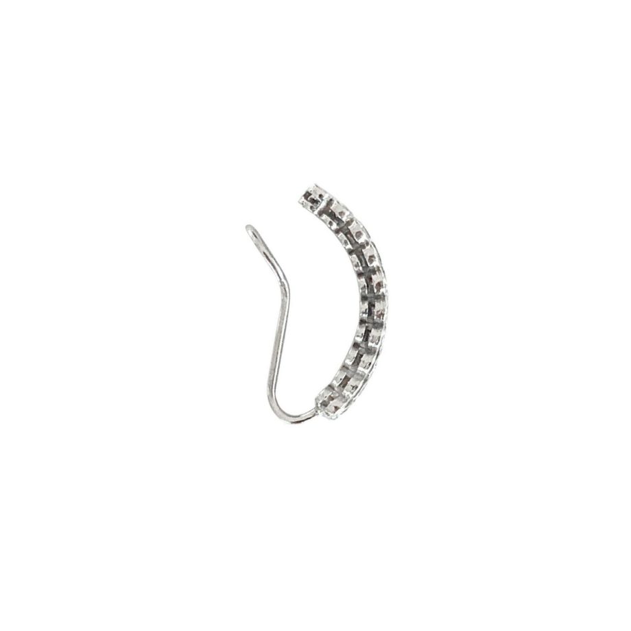 PIERCING EM PRATA DE LEI 925 COM TOPÁZIOS E RÓDIO BRANCO