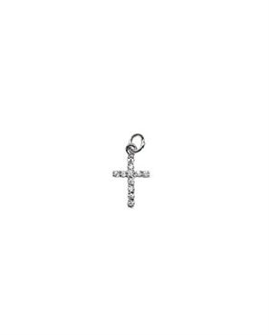 PINGENTE CRUCIFIXO PP EM PRATA DE LEI 925, CRAVADO COM ZIRCÔNIAS E BANHO DE RÓDIO BRANCO