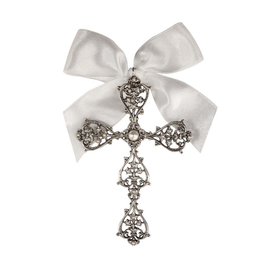 CRUCIFIXO COM PÉROLA E BANHO DE PRATA
