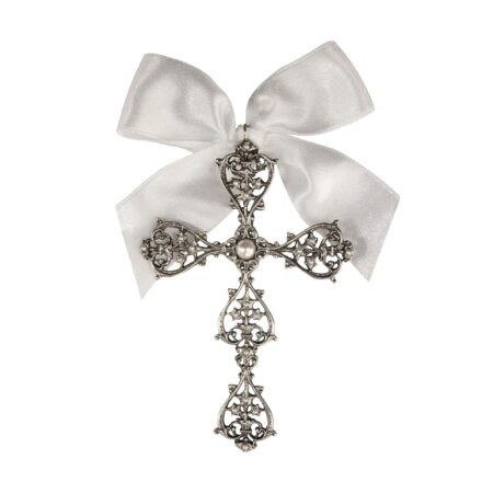 CRUCIFIXO COM PÉROLA E BANHO DE PRATA
